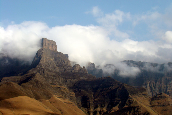 dramatic clouds in the drakensberg mountains